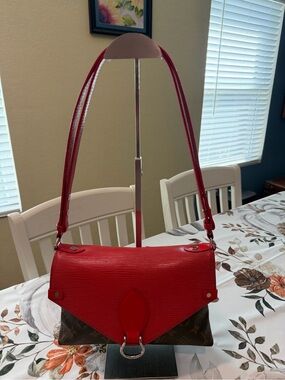 Louis Vuitton Saint Michael Red Epi Leather and Brown Monogram Shoulder Bag